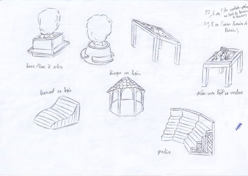 croquis papier d'infrastructures secondaires