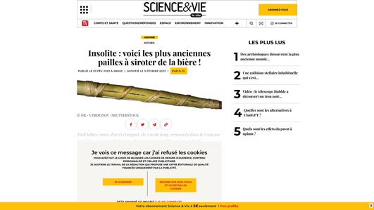 capture d'écran du site de Science&vie