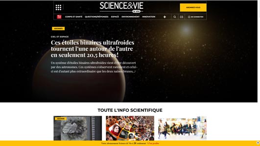 capture d'écran du site de Science&vie