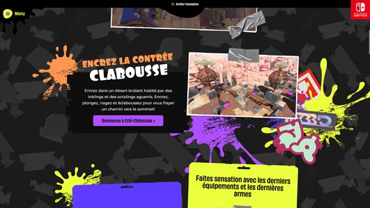 capture d'écran du site de Splatoon 3