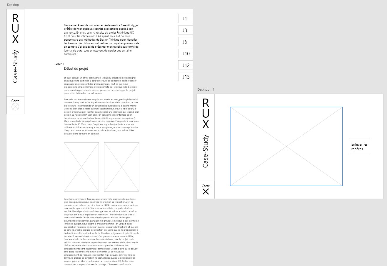 wireframes portés sur ordinateur, version desktop ici